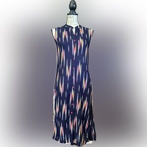 Sleeveless Navy Patterned Dress - Avaasa